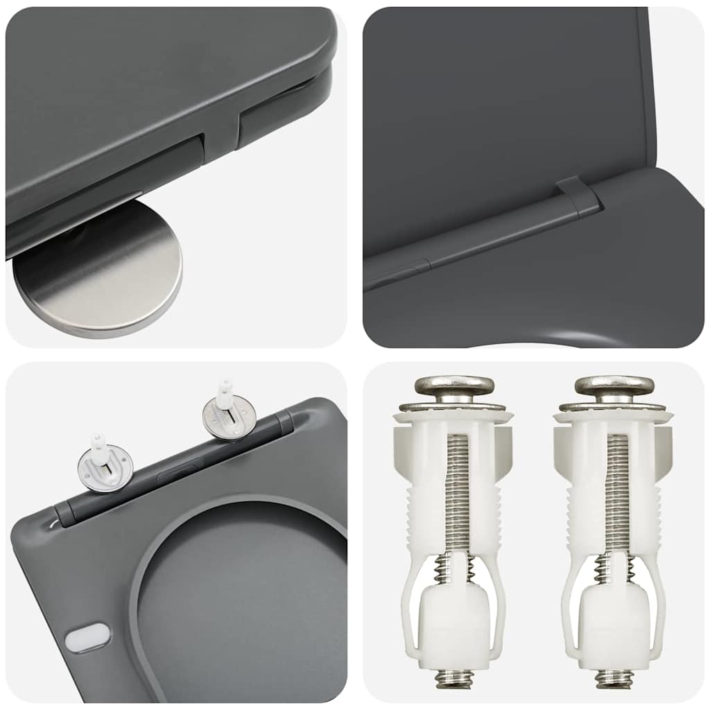 vidaXL Toilettensitz Anthrazit 44 x 36,4 x 3,4 cm Duroplast