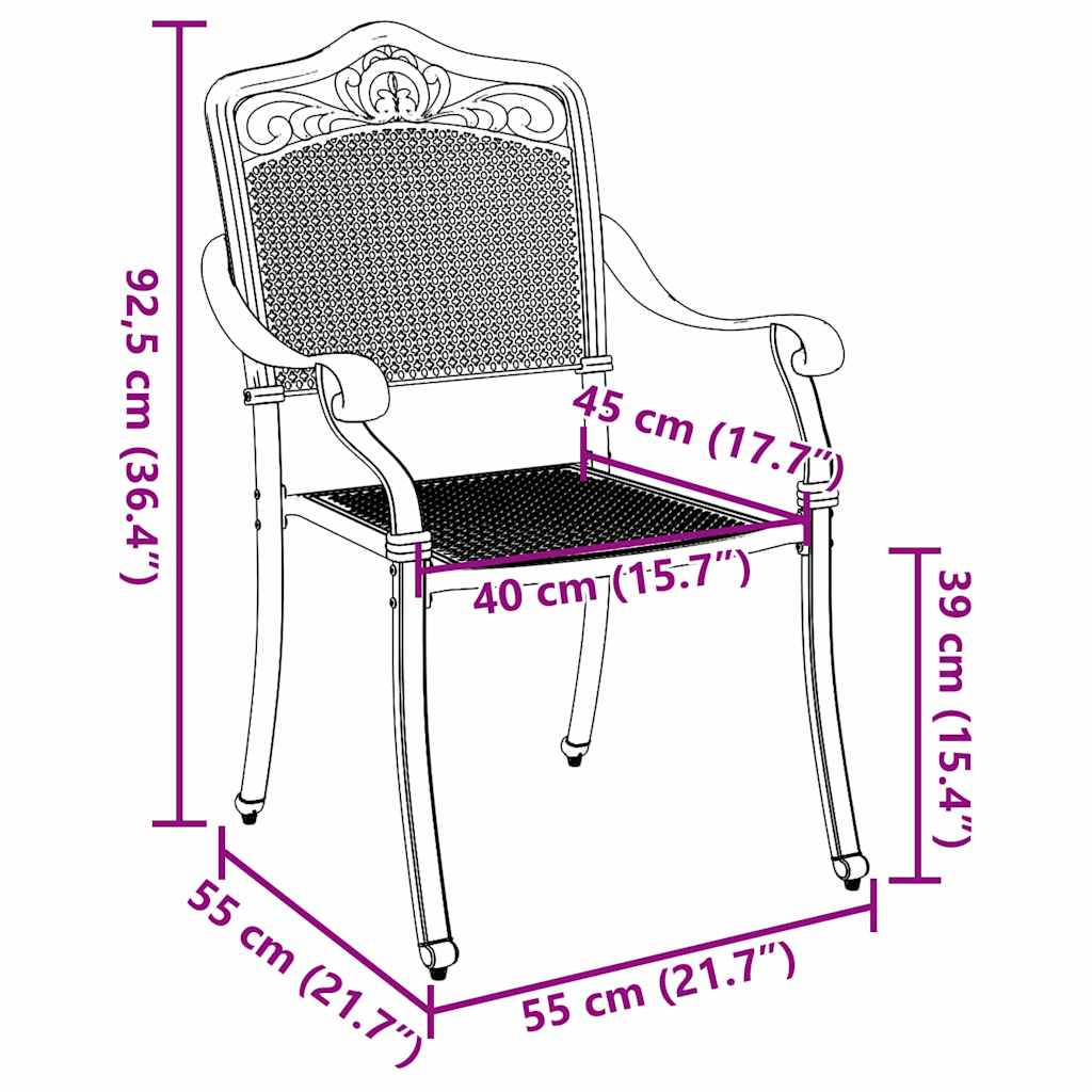vidaXL Gartenstuhl 2 pcs Bronze 55 x 55 x 92,5cm Aluminium