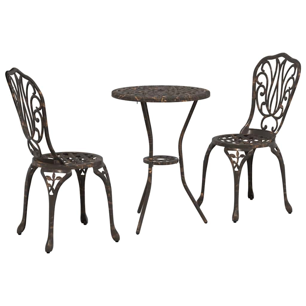 vidaXL Garten Bistro Set 3 pcs Bronze Aluminium