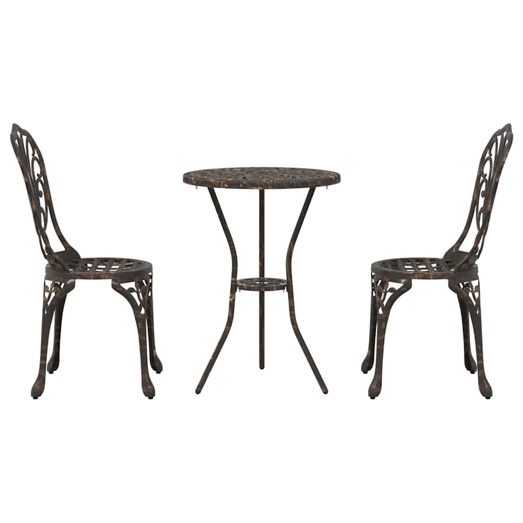 vidaXL Garten Bistro Set 3 pcs Bronze Aluminium
