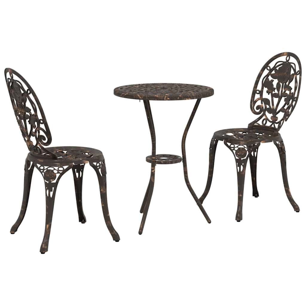 vidaXL Garten Bistro Set 3 pcs Bronze Aluminium