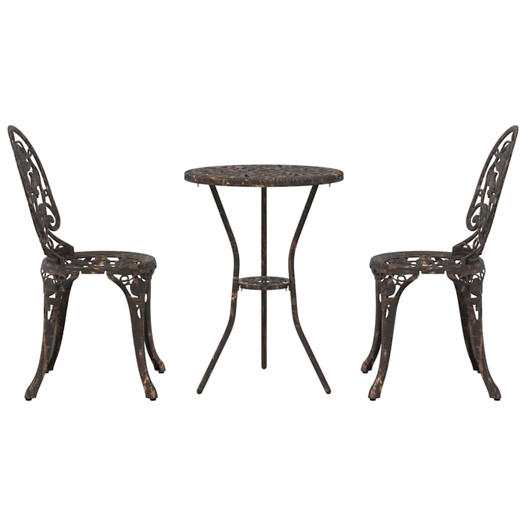 vidaXL Garten Bistro Set 3 pcs Bronze Aluminium