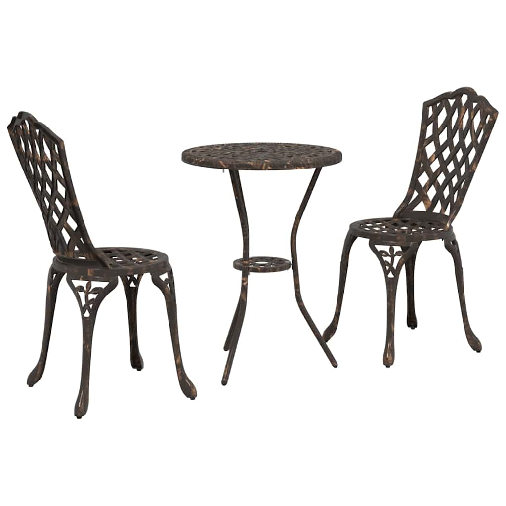 vidaXL Garten Bistro Set 3 pcs Bronze Aluminium