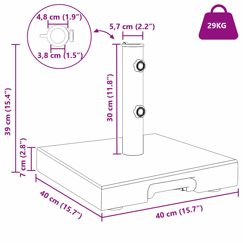 vidaXL Sonnenschirmständer Grau 41 x 41 x 37 cm Granit