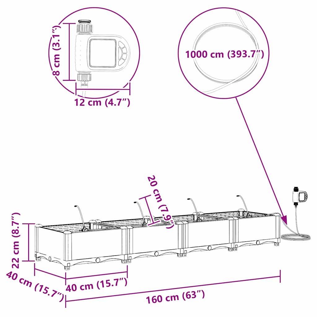 vidaXL Garten-Pflanzgefäß 4 pcs Braun Stahl