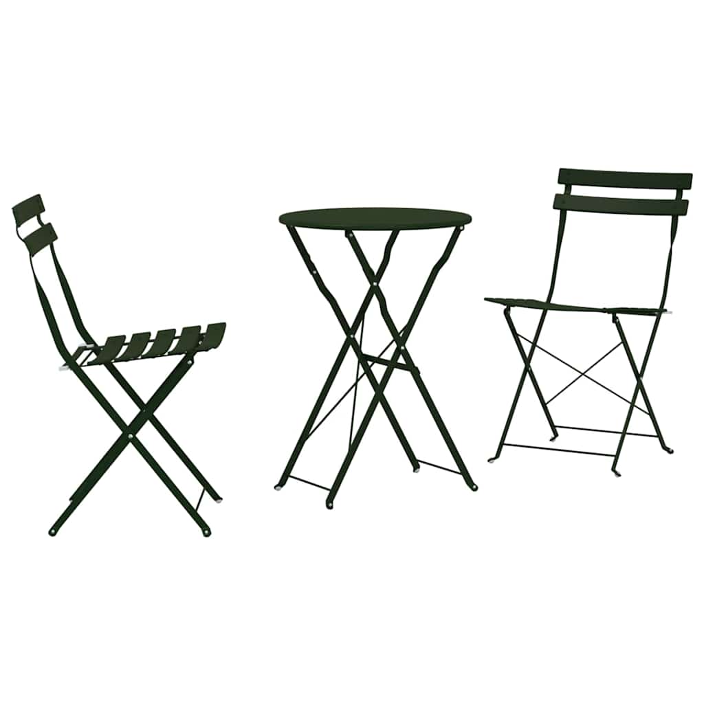 vidaXL Klapp Bistro Set 3 pcs Wald Stahl
