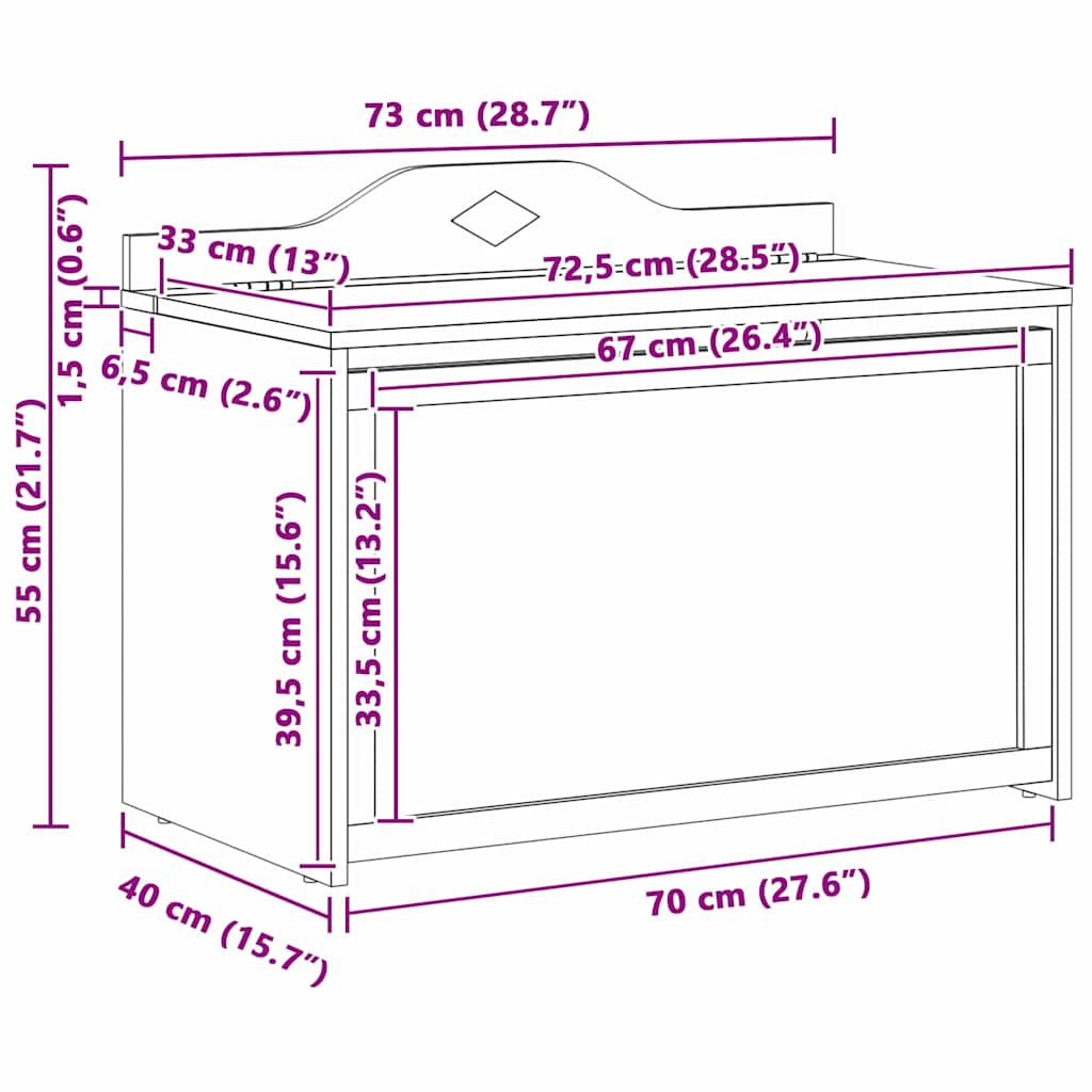 vidaXL Box mit Schreibtafel Weiß 73 x 40 x 55 cm Holzwerkstoff
