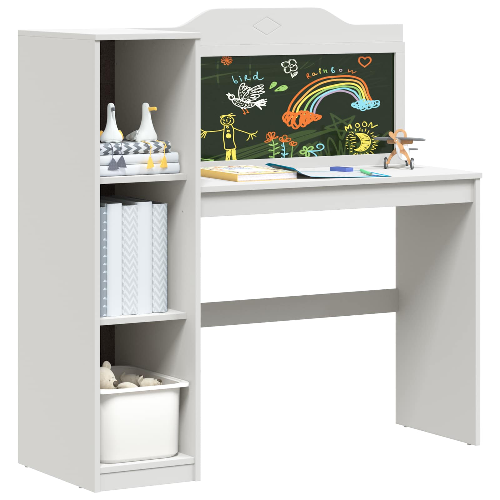 vidaXL Kreidetafel Schreibtisch ROROS Weiß 120 x 45 x 118,5 cm
