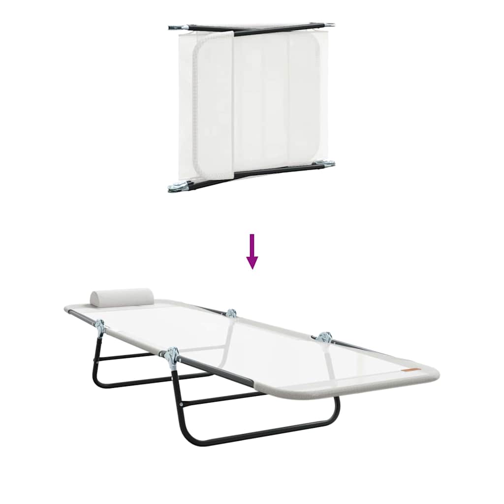 vidaXL Klappbare Sonnenliege Creme 182 x 55 x 85,5 cm Textilene