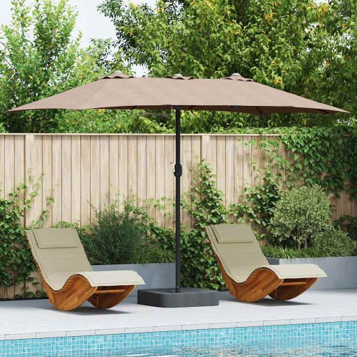 vidaXL Garten-Sonnenschirm Sand 385 x 209 x 244 cm Polyester und Stahl