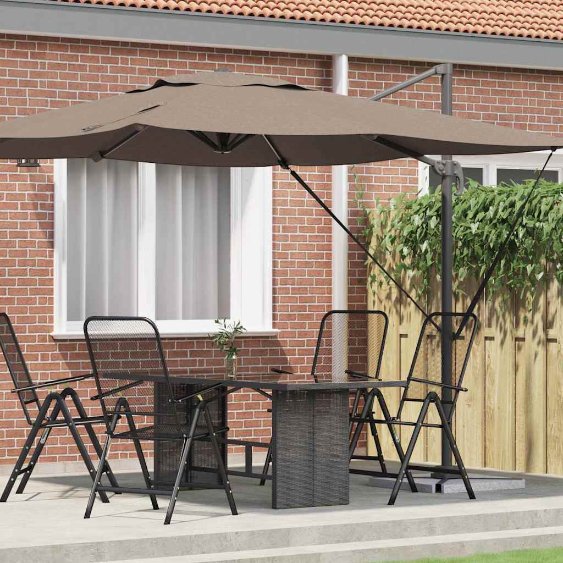 vidaXL Roma Parasol Beige 286 x 284 x 265 cm Aluminium und Polyester