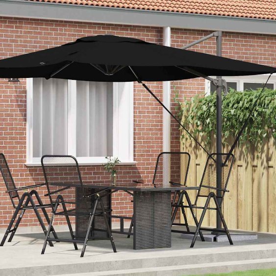 vidaXL Roma Parasol Beige 286 x 284 x 265 cm Aluminium und Polyester