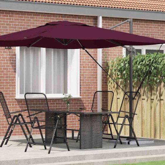 vidaXL Roma Parasol Beige 286 x 284 x 265 cm Aluminium und Polyester