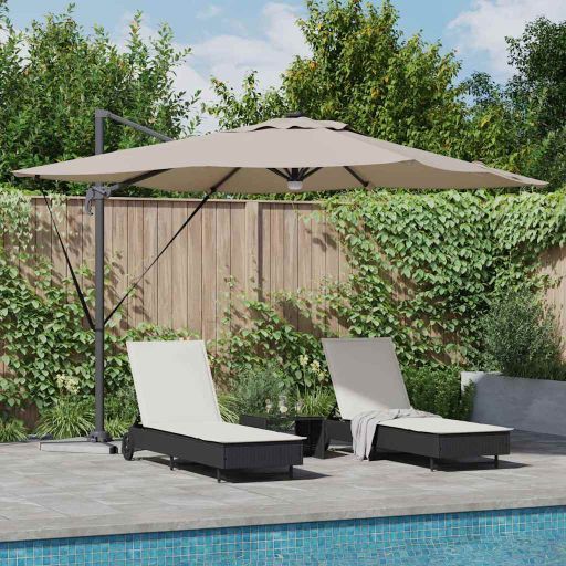 vidaXL Roma Parasol Beige 286 x 284 x 270 cm Aluminium und Polyester