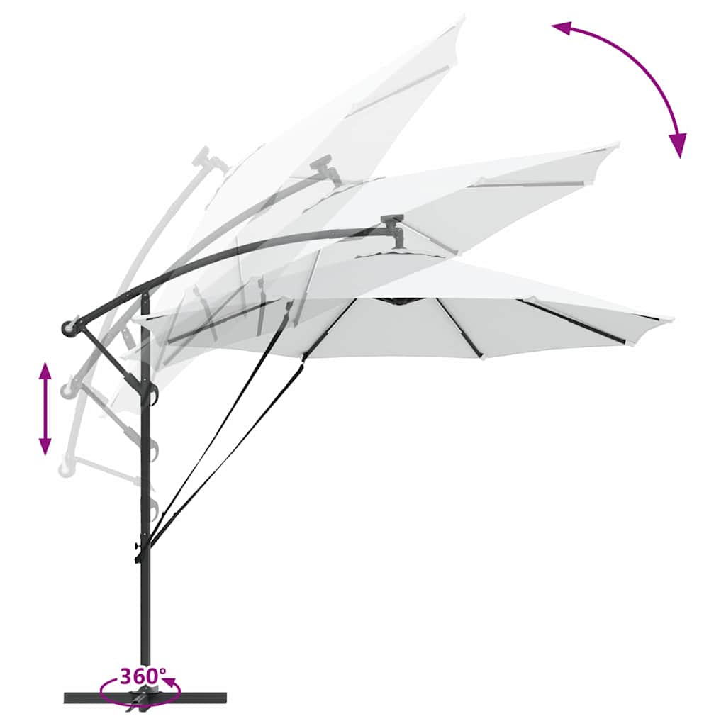 vidaXL Sonnenschirm Sand 294 x 294 x 248 cm Polyester und Aluminium