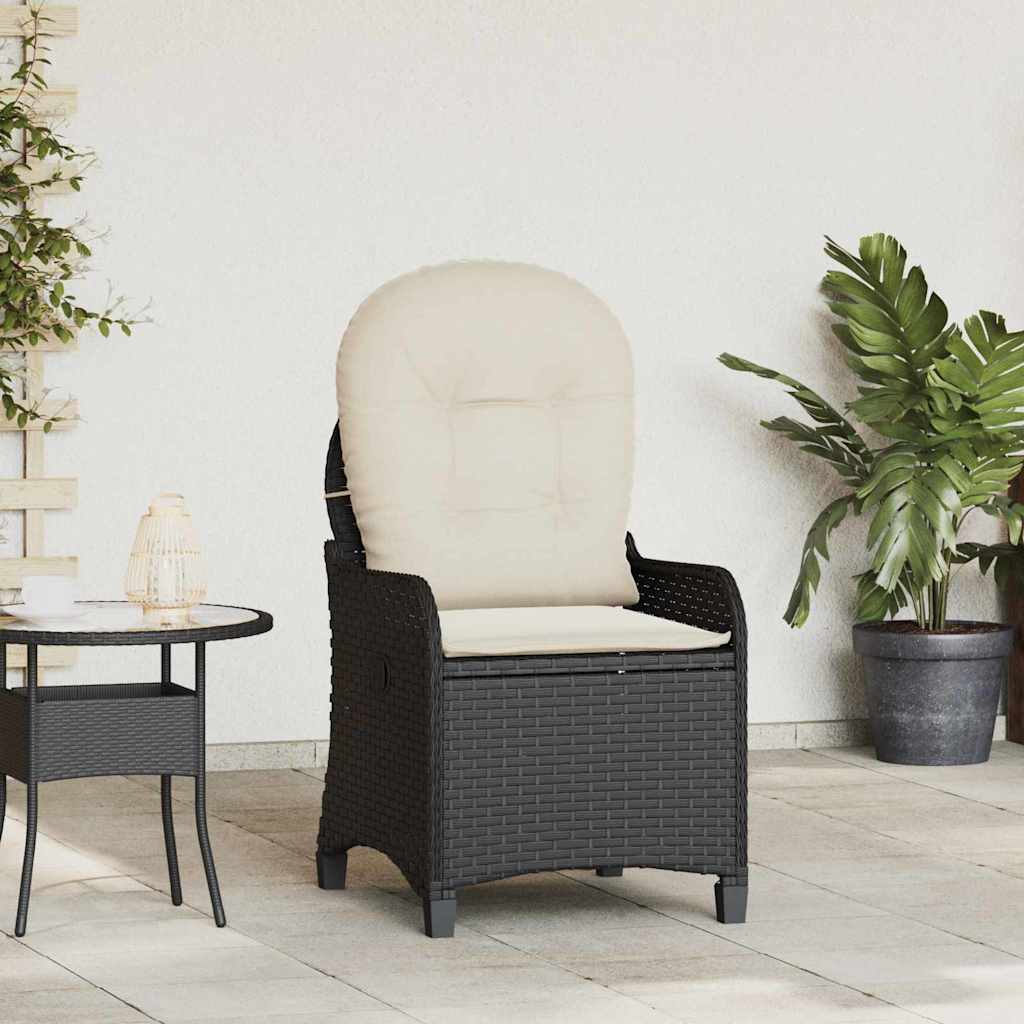 vidaXL Liegestuhl mit Kissen Schwarz 56 x 66 x 95 cm Poly-Rattan