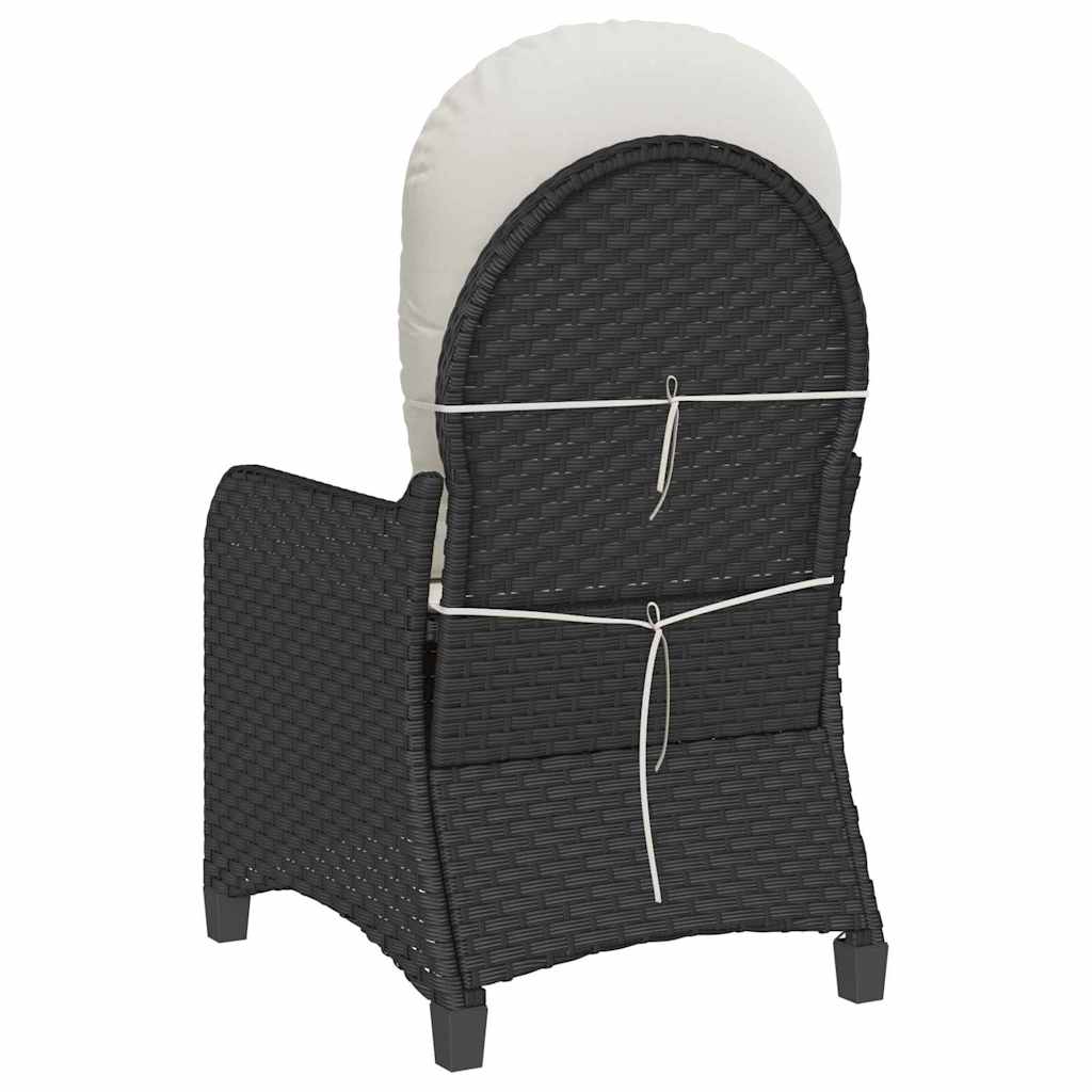 vidaXL Liegestuhl mit Kissen Schwarz 56 x 66 x 95 cm Poly-Rattan