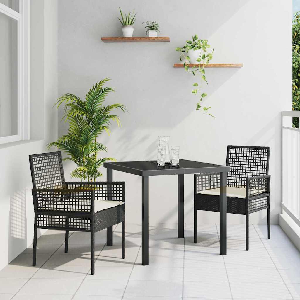 vidaXL Gartenstuhl 2 pcs Schwarz 55 x 53 x 85 cm Poly-Rattan