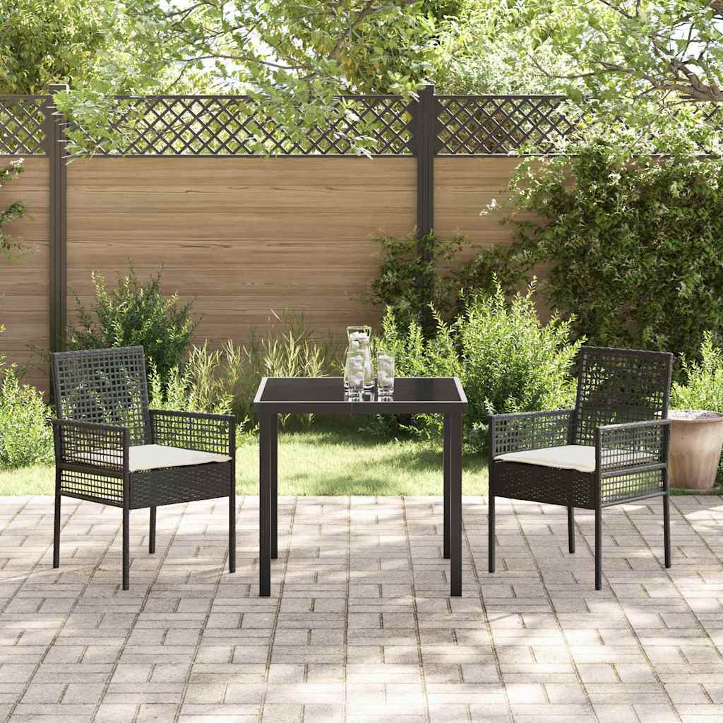 vidaXL Gartenstuhl 2 pcs Schwarz 55 x 53 x 85 cm Poly-Rattan