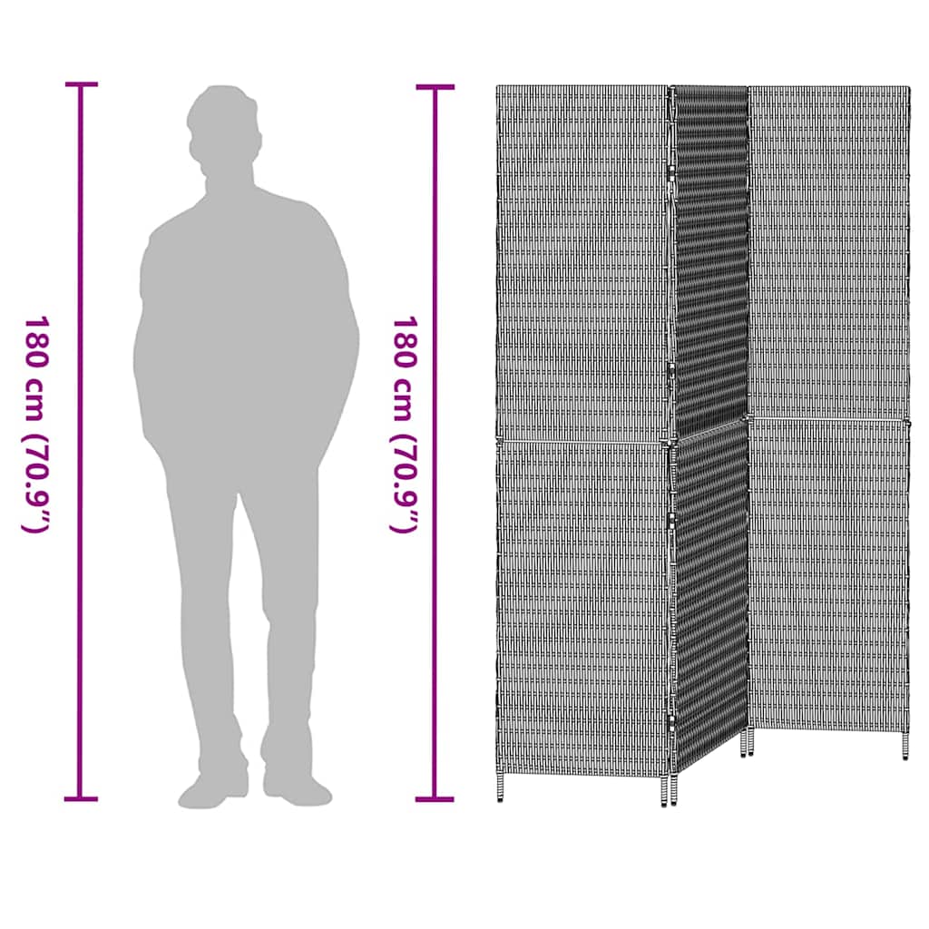 vidaXL Raumteiler Schwarz 146 x 180 cm Poly-Rattan