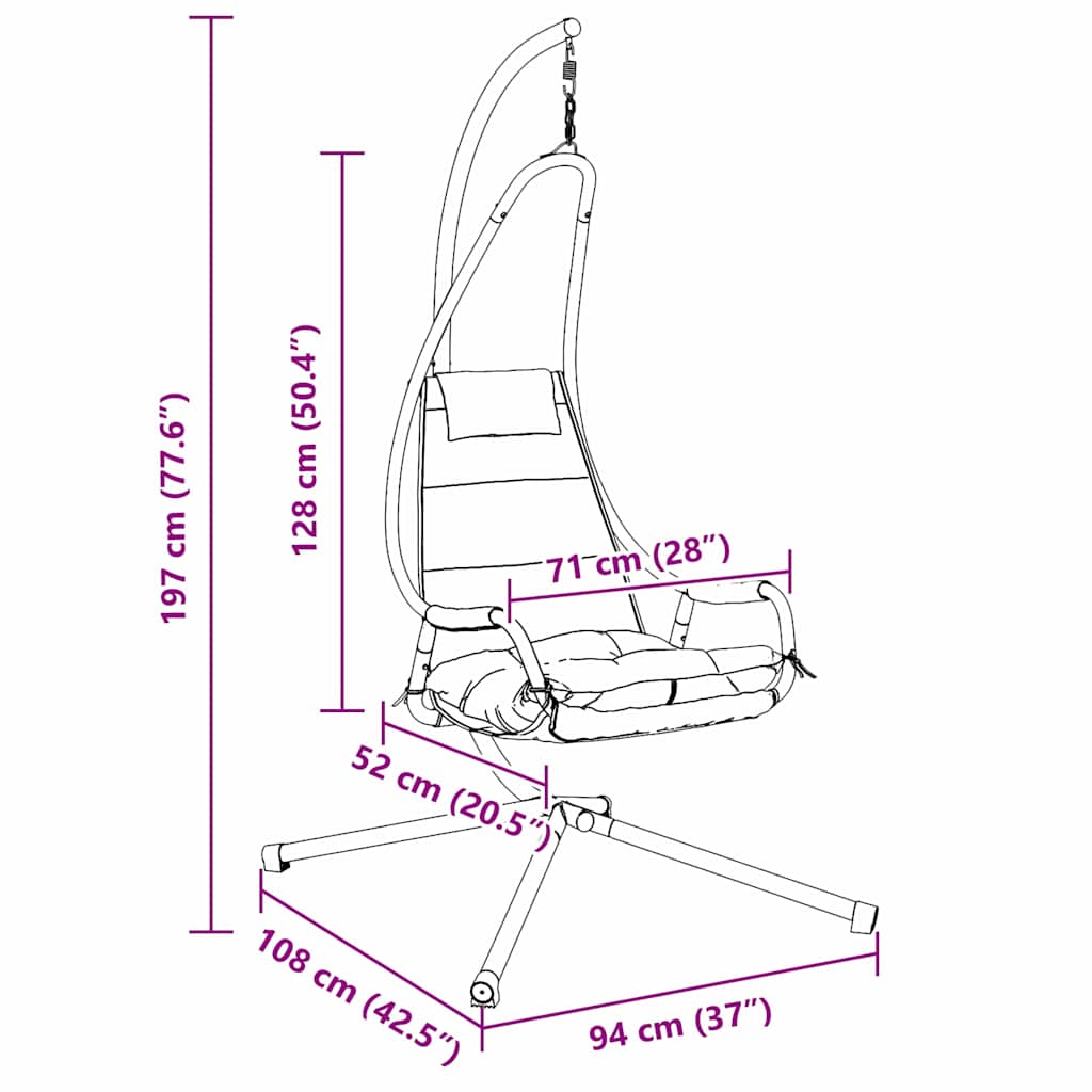 vidaXL Hängendes Ei-Stuhl Anthrazit 94 x 107 x 196,5 cm Stahl