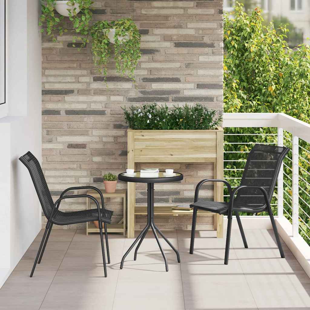 vidaXL Garten Bistro Set 3 pcs Schwarz Stahl