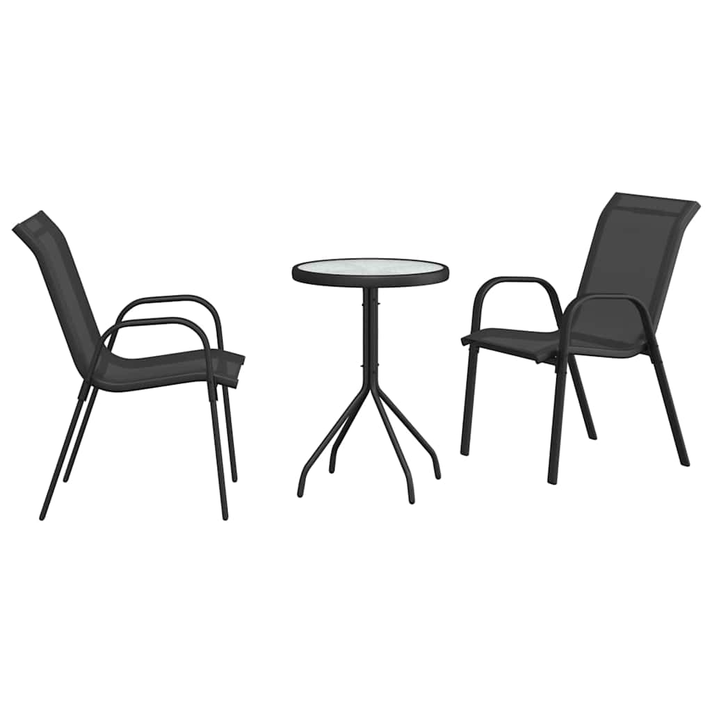 vidaXL Garten Bistro Set 3 pcs Schwarz Stahl