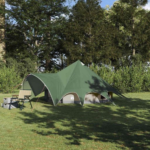 Teepee Zelt mit Dach Grün und Grau 600 x 600 x 347 cm
