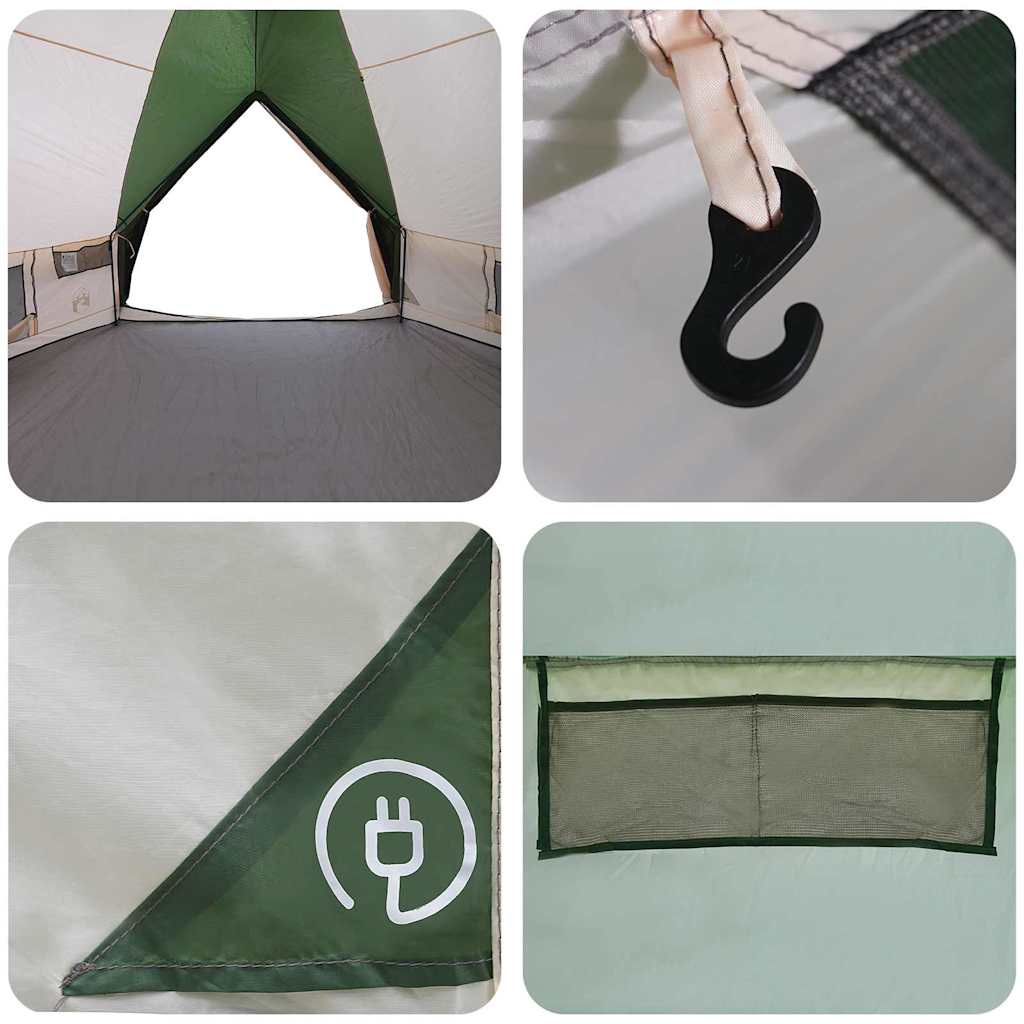Teepee Zelt mit Dach Grün und Weiß 490 x 410 x 210 cm
