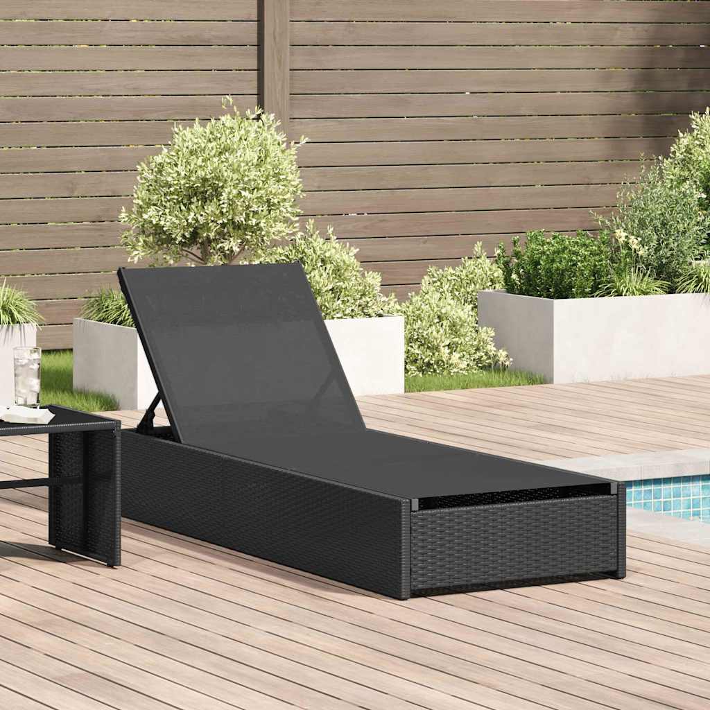 vidaXL Sonnenliege Schwarz 200,5 x 70 x 75 cm Poly-Rattan