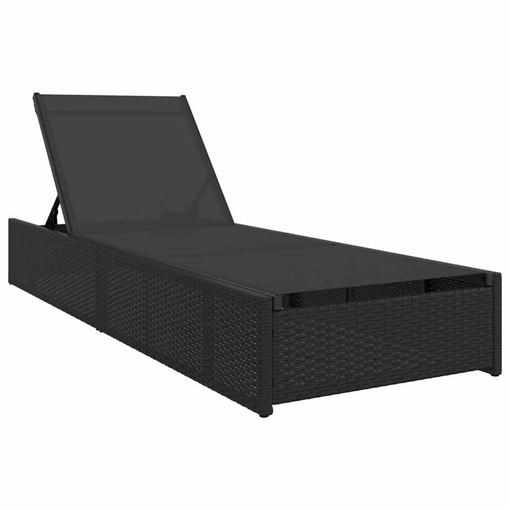 vidaXL Sonnenliege Schwarz 200,5 x 70 x 75 cm Poly-Rattan
