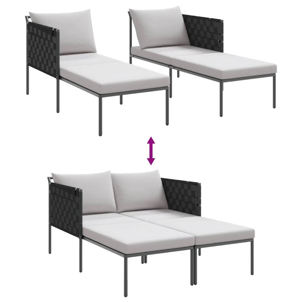 vidaXL Sonnenliege mit Kissen 2-Person Anthrazit 153 x 115 x 69,5 cm