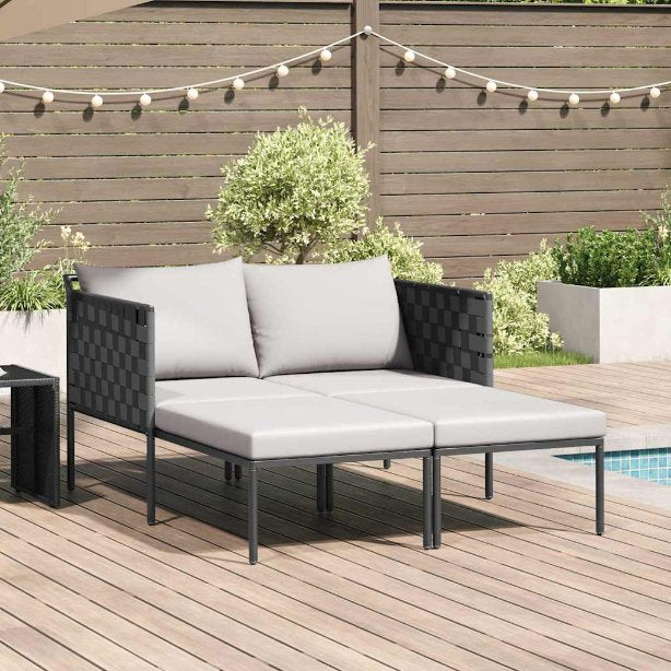 vidaXL Sonnenliege mit Kissen 2-Person Anthrazit 153 x 115 x 69,5 cm