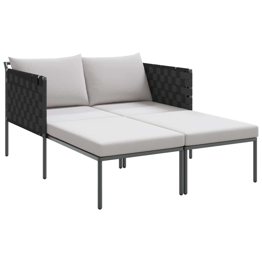 vidaXL Sonnenliege mit Kissen 2-Person Anthrazit 153 x 115 x 69,5 cm