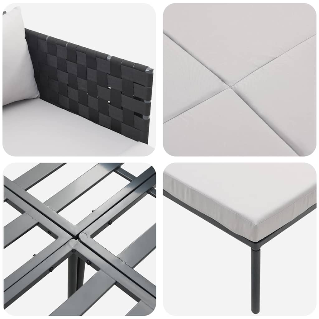 vidaXL Sonnenliege mit Kissen 2-Person Anthrazit 153 x 115 x 69,5 cm