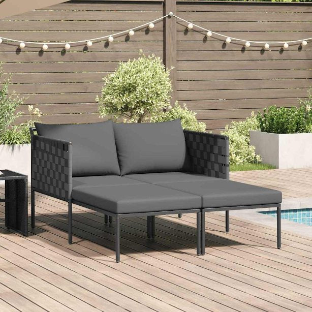 vidaXL Sonnenliege mit Kissen 2-Person Anthrazit 153 x 115 x 69,5 cm