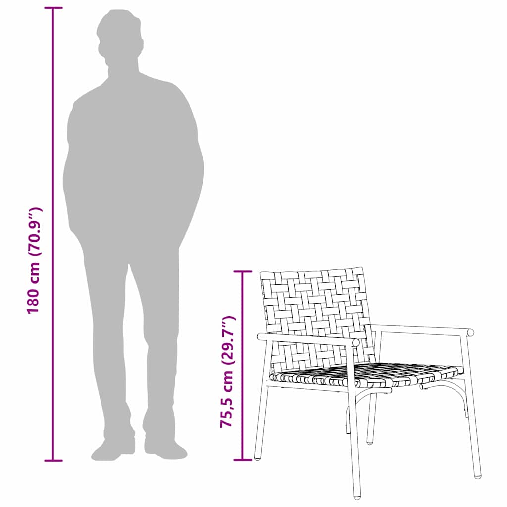 vidaXL Gartenstuhl 2 pcs Braun 78 x 55,5 x 75,5 cm Poly-Rattan
