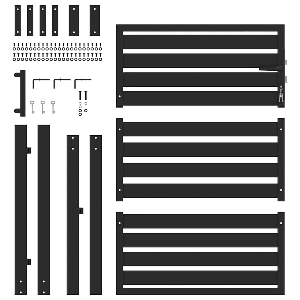 vidaXL Gartentor Abschließbar Schwarz 100x120 cm Aluminium