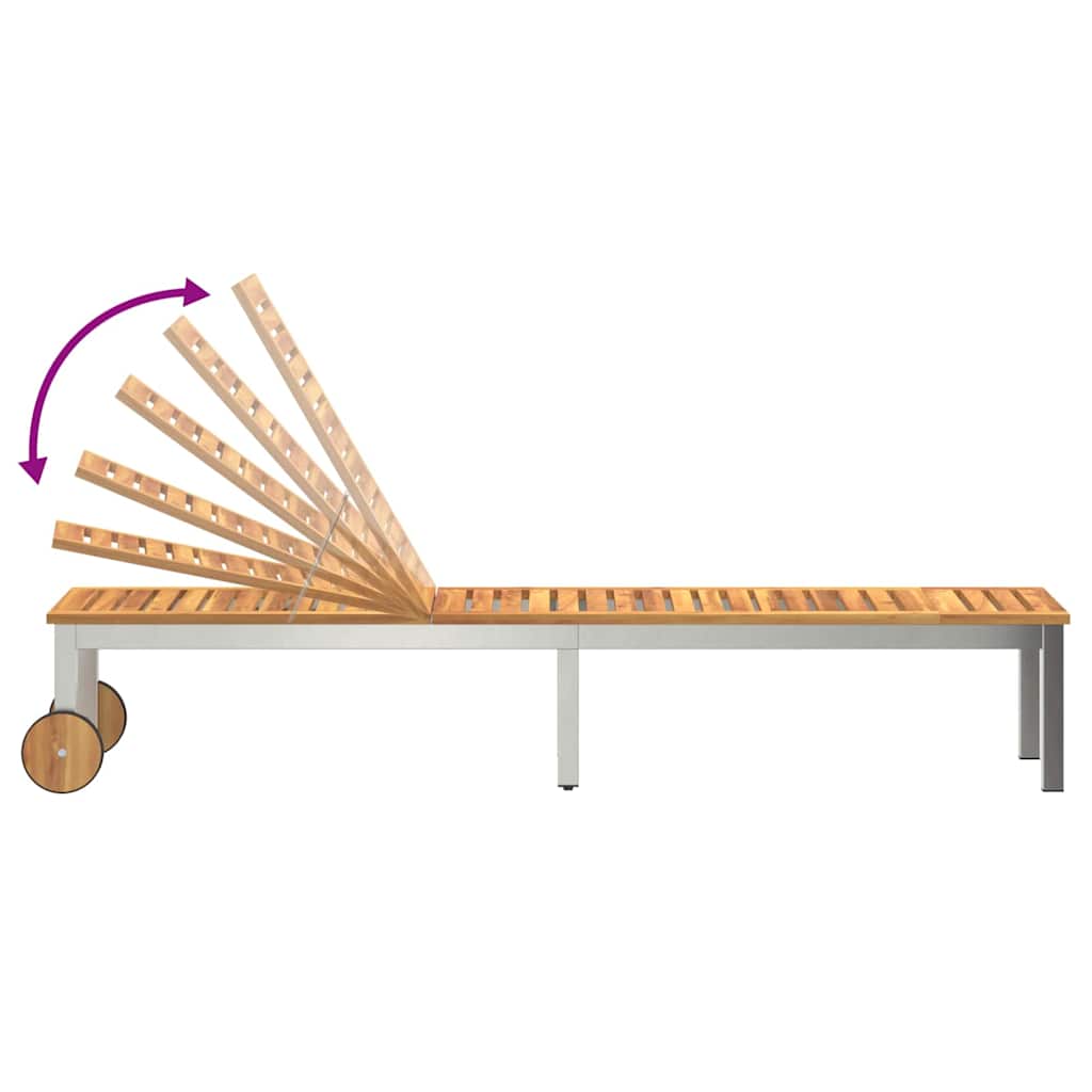 vidaXL Sonnenliege Öl-Natur 205 x 53 x 100 cm Massivholz Akazie