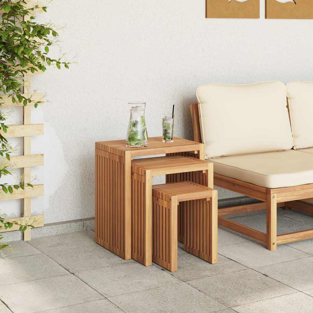 vidaXL Garten-Beistelltisch 3 pcs Braun 33 x 44,5 x 51 cm