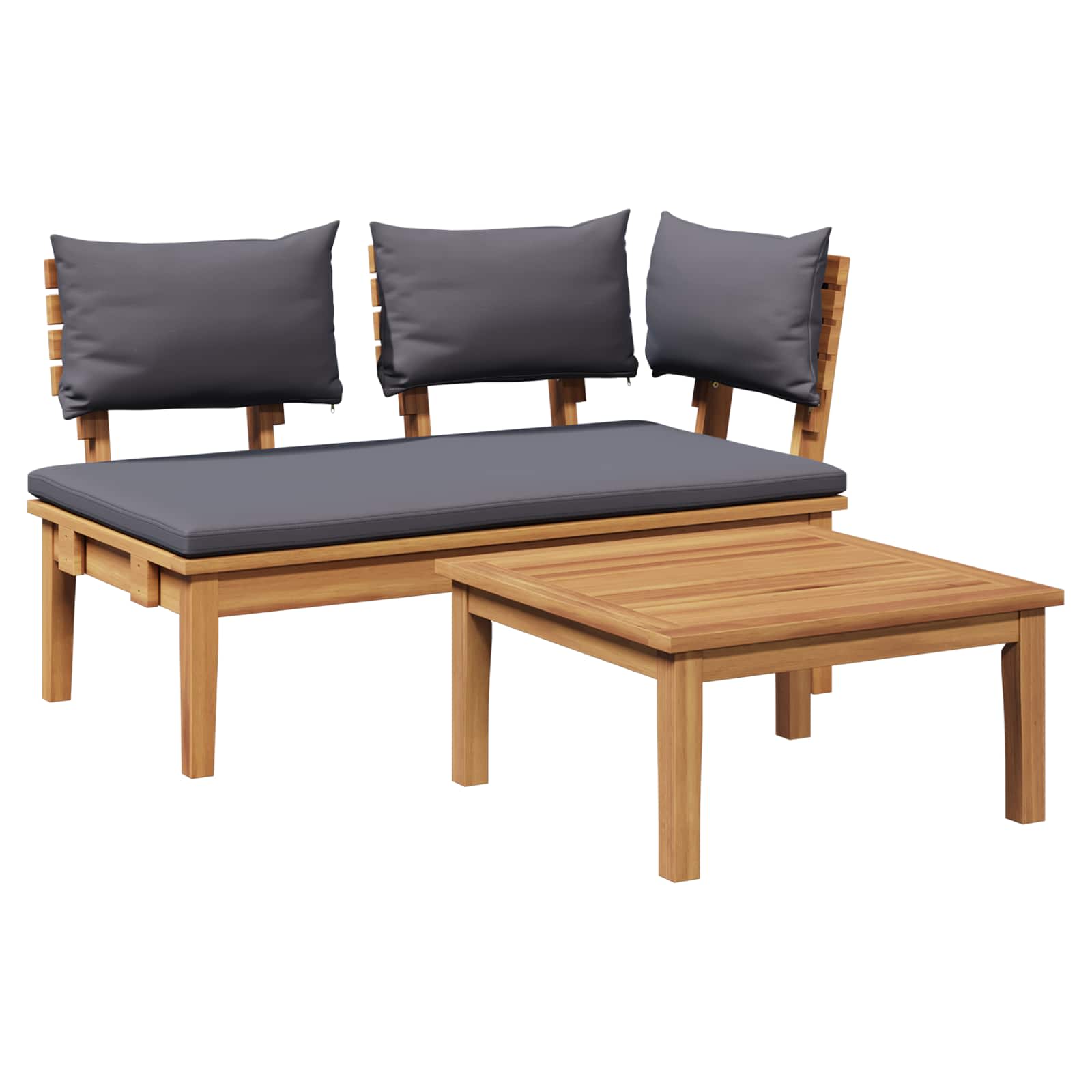 vidaXL Gartenbank 2 pcs Creme und Braun Massivholz Teak