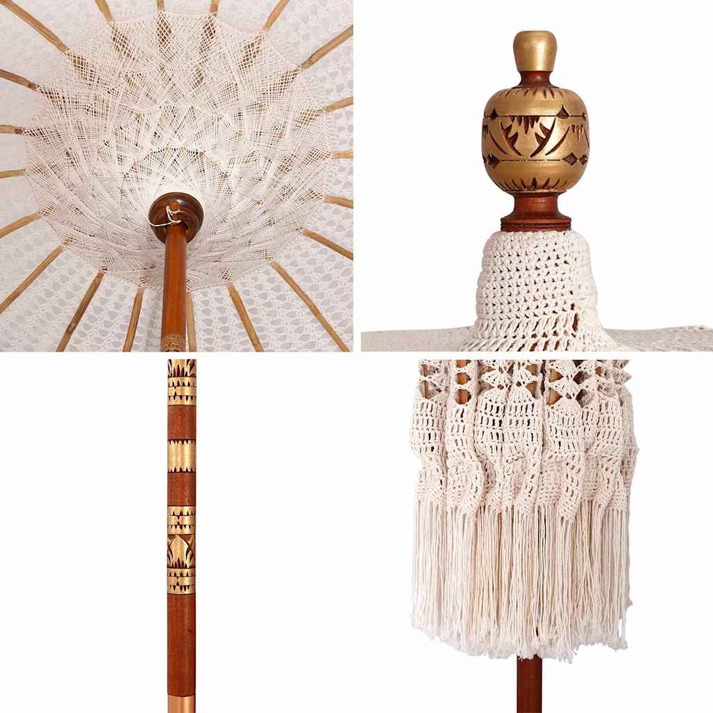 vidaXL Macrame Sonnenschirm Creme 190 x 190 x 260 cm