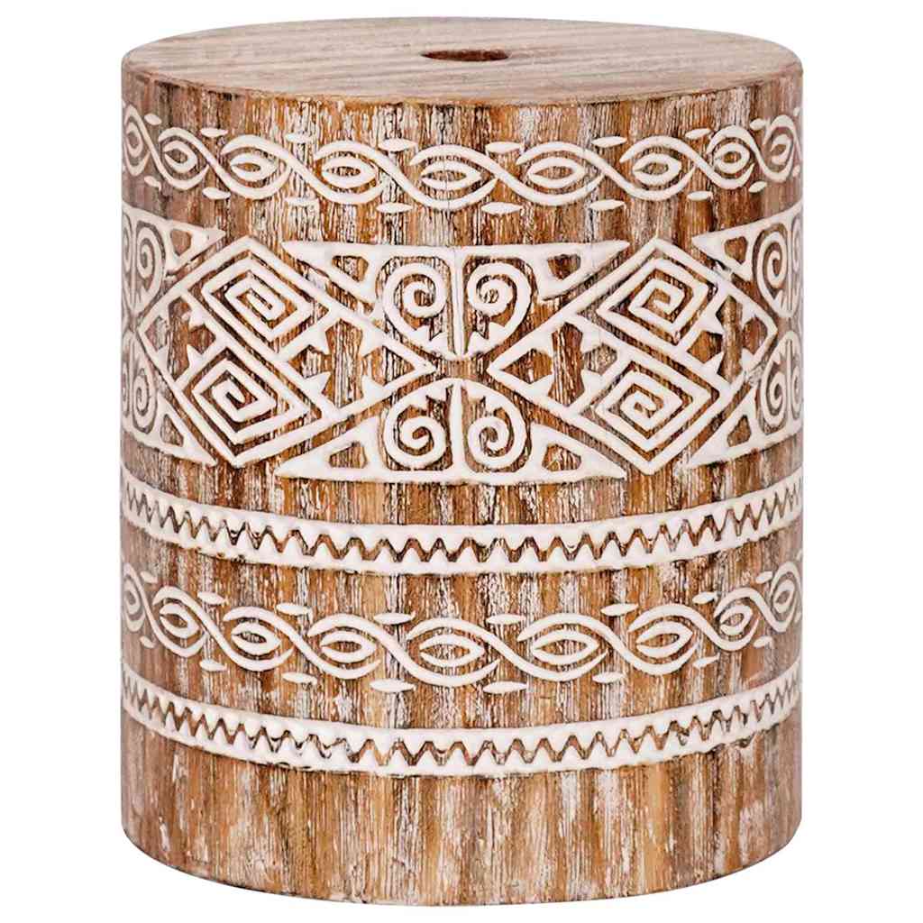 vidaXL Sonnenschirmständer Weiß gewaschen Ø34 x 40 cm Massivholz