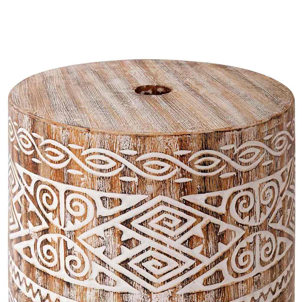 vidaXL Sonnenschirmständer Weiß gewaschen Ø34 x 40 cm Massivholz