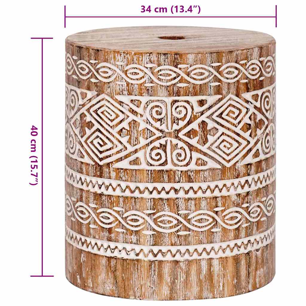 vidaXL Sonnenschirmständer Weiß gewaschen Ø34 x 40 cm Massivholz