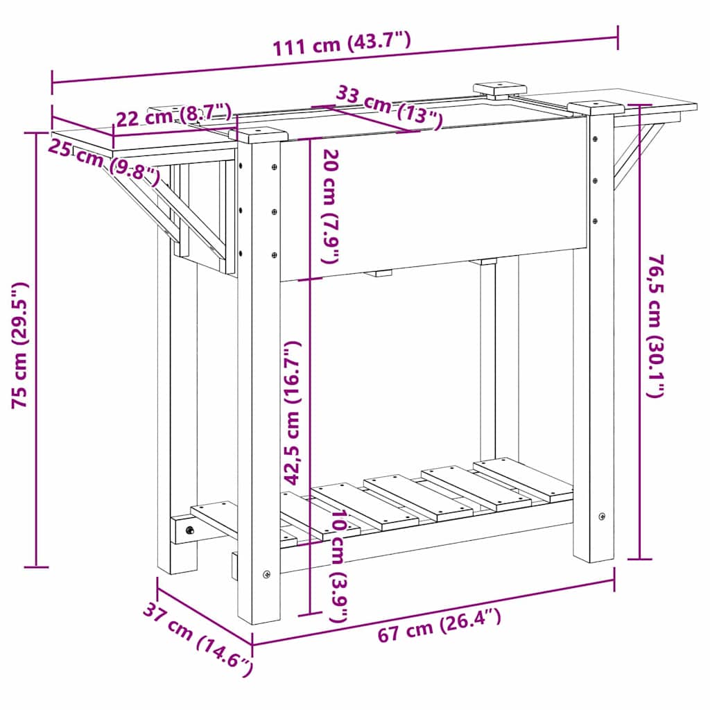 vidaXL Garten-Pflanzgefäß mit Regal Beige 111 x 37 x 76,5 cm