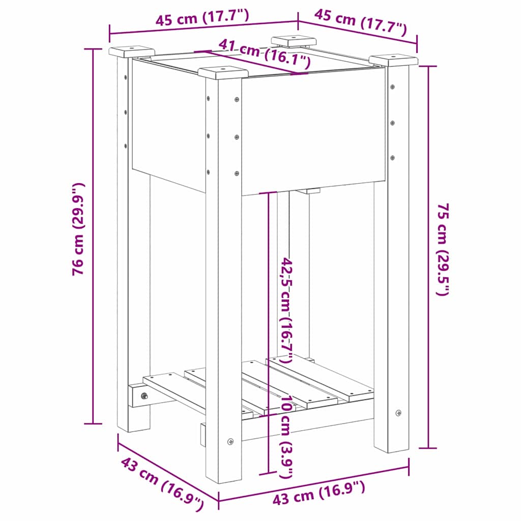 vidaXL Garten-Pflanzgefäß mit Regal Beige 45 x 45 x 76,5 cm
