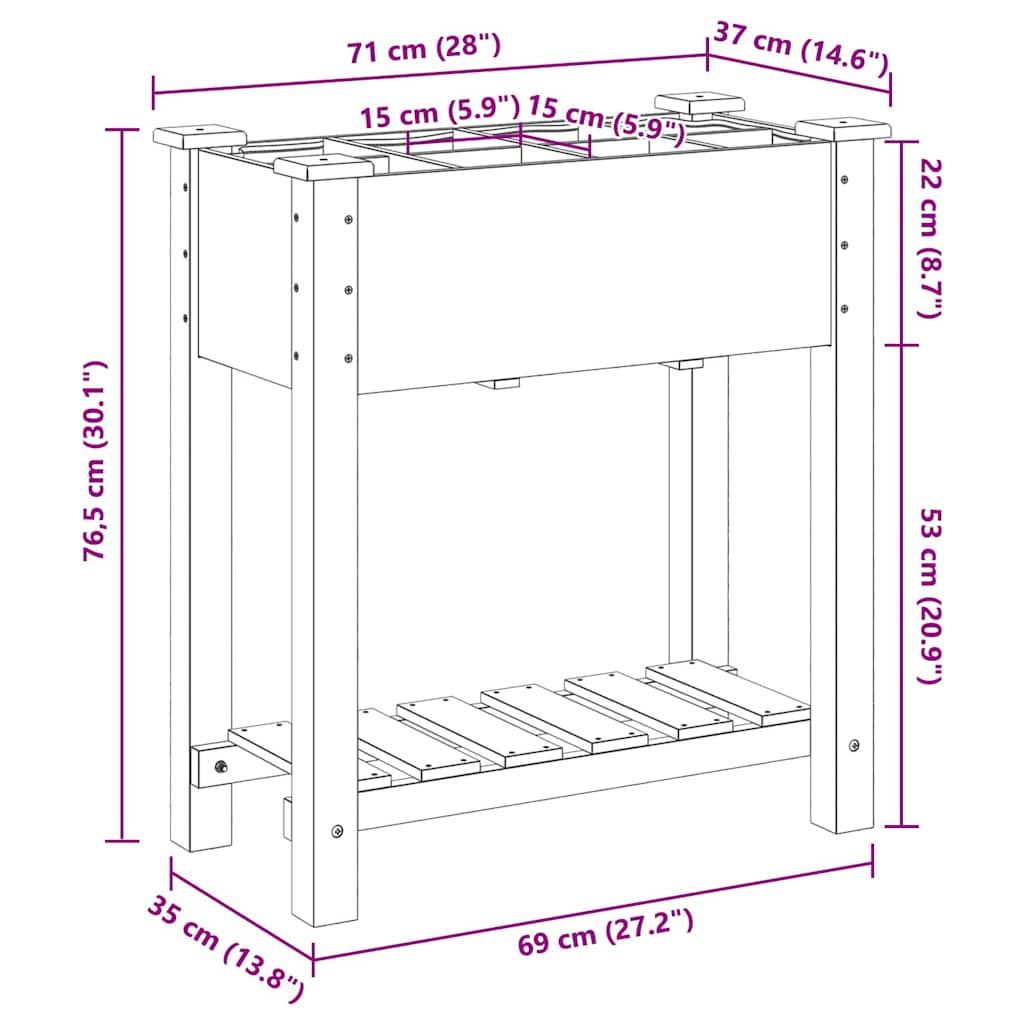 vidaXL Garten-Pflanzgefäß mit Regal Beige 71 x 37 x 76,5 cm