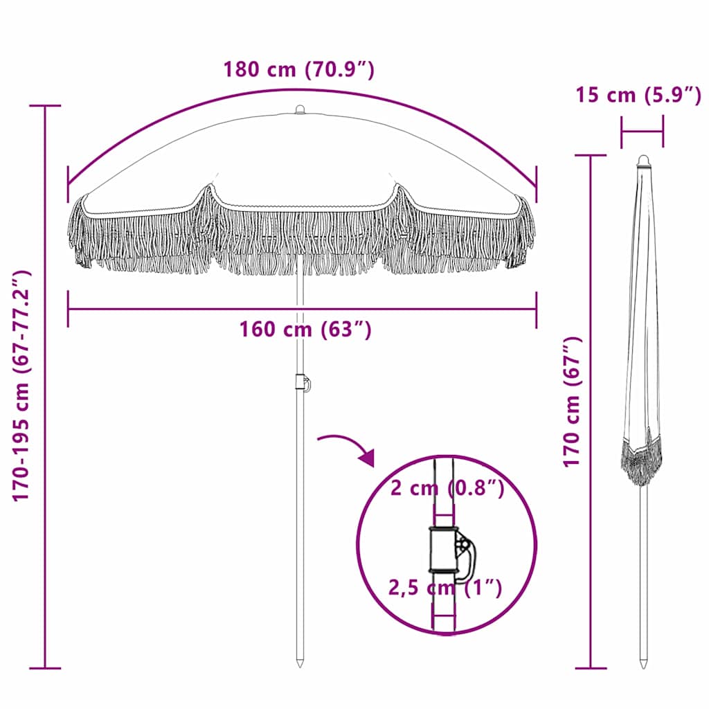 vidaXL Strandparasol Gelb und Weiß 160 x 160 x 196 cm