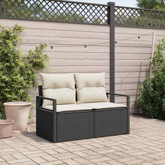 vidaXL Garten-Sofa mit Kissen 120 x 62 x 69 cm Poly-Rattan